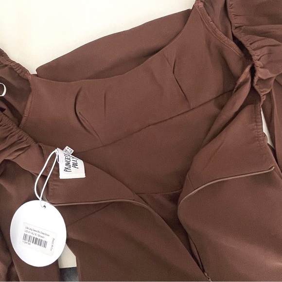Princess Polly Lillie Long Sleeve Mini Dress Brown NWT - Picture 14 of 14